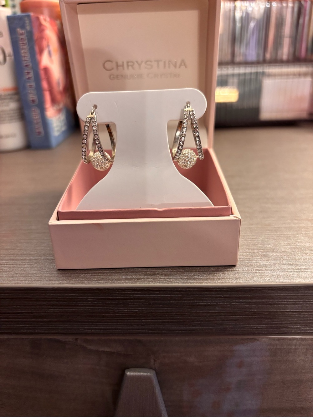 Silver Crystal Drop Earrings
